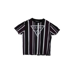 Maroon, Black and White Stripped Guess Logo T-Shirt